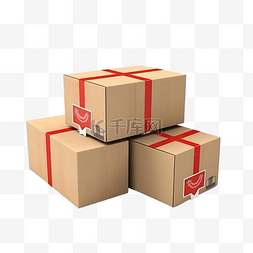 送货物流图片_送货服务和纸板箱的 3D 渲染，带