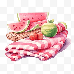 夏季水彩粉色沙滩巾野餐毯