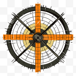 十字准线剪贴画指南针与橙色和黑