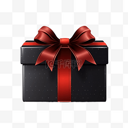 开箱有礼品图片_有红丝带和蝴蝶结的黑色礼品盒