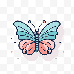 蝴蝶描绘图片_粉红色的可爱蝴蝶符号 向量