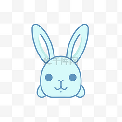 蓝色兔子图标的插图 向量