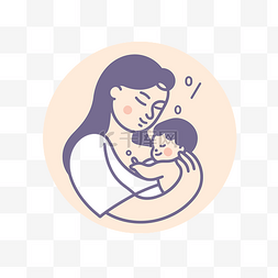 一个女人和一个小婴儿的平面图标