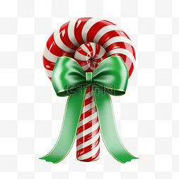 圣诞绿色拐杖糖与圣诞钟声