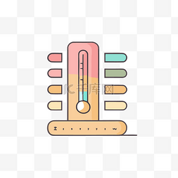 白色的温度计图片_带有彩色温度的温度计图标 向量
