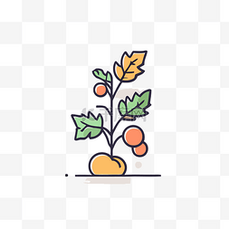带有叶子的橙色蔬菜植物 向量