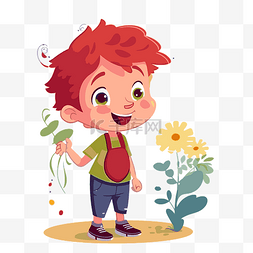 儿童剪贴画图片_儿童剪贴画 红头发和绿衬衫的小