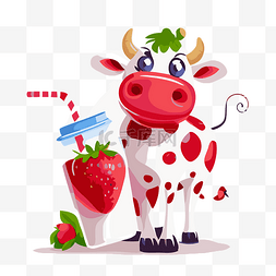 草莓可爱贴纸图片_草莓牛