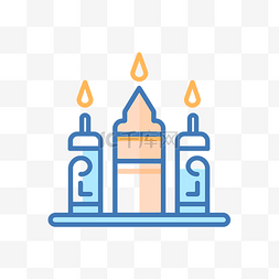 白色背景上的三支蜡烛图标 向量