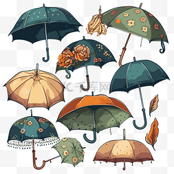 雨伞剪贴画 雨伞设置华丽矢量图