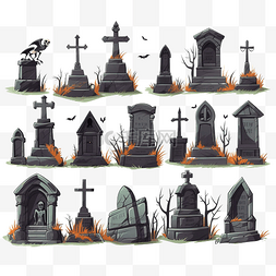符號图片_万圣节墓地的坟墓墓碑和纪念碑