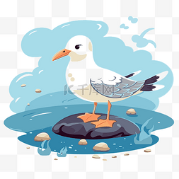 海鸥剪贴画 海鸥栖息在水中的岩