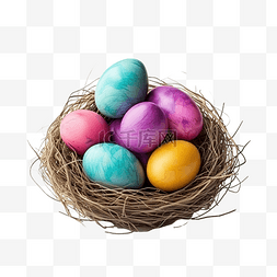 喜庆花卉图片_复活节快乐鸡蛋在巢里