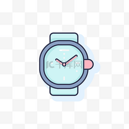 手表线性图片_带有粉红色时钟环的简单蓝色手表