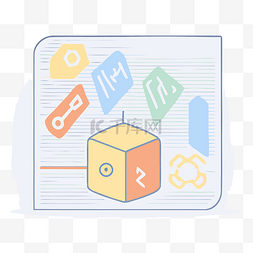 一些图标图片_带有一些图标的立方体图 向量