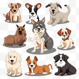 不同品种图片_不同品种和颜色的狗品种剪贴画卡
