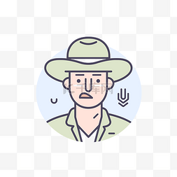 澳洲和牛素材图片_一个戴着帽子的男人的图标 向量
