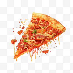 披萨的插画图片_披萨片配番茄酱生成ai快餐插画