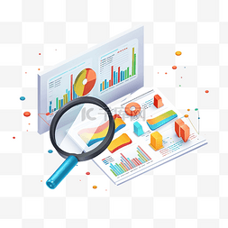 金融放大镜图片_营销策略概念业务分析营销数据分