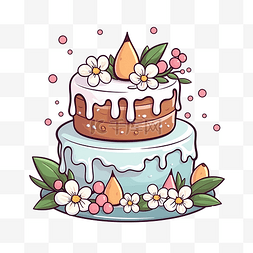 涂鸦风格的复活节蛋糕插图