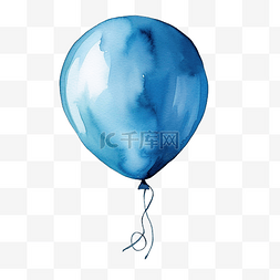 蓝色心气球图片_蓝色水彩生日气球
