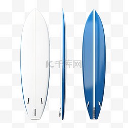 3d 渲染蓝色和白色冲浪板正面和背