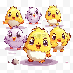 在奔跑图片_卡通可爱的小鸡在刚孵出的蛋里奔