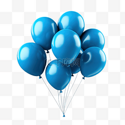 漂亮的蓝色背景图片_蓝色气球 PNG 文件
