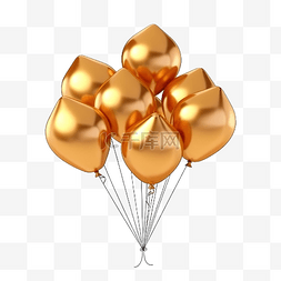 3d 渲染 golen 星形气球，用于庆祝