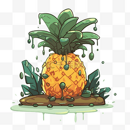 菠萝剪贴画图片_奖杯剪贴画卡通矢量菠萝和棕榈树