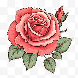 复古装饰的玫瑰插画