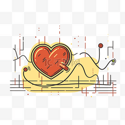 心电图字体图片_心电图剪贴画心脏位于心跳符号卡