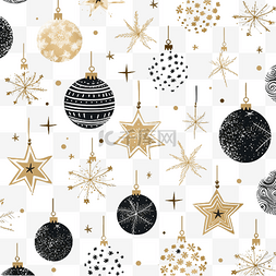 星星形状气球图片_手绘套装圣诞球雪花和星星矢量无