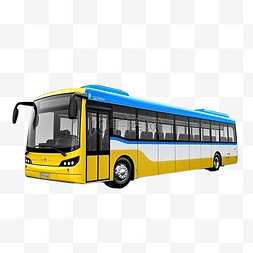 3D渲染泰国城市巴士蓝色白色黄色p