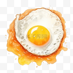 煎鸡蛋水彩剪贴画