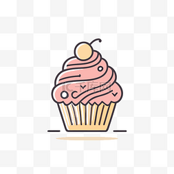 纸杯蛋糕标志设计平面图标粉红色