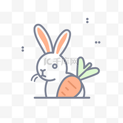 兔子胡萝卜矢量图片_带胡萝卜和条纹图标的兔子 向量