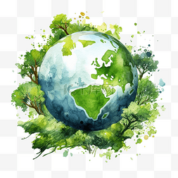 生态和平图片_全球环境水彩