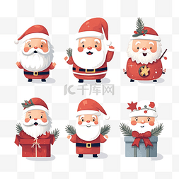 节日快乐徽章图片_带有主要圣诞人物的圣诞标签系列