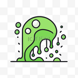 外星人标志图片_带有绿色水滴和绿色线条画插图的