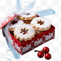 蓝色礼盒中装有果酱的传统圣诞林