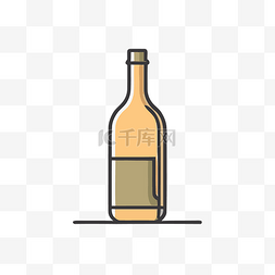酒精瓶图标图片_线性风格的黄色酒精瓶 向量