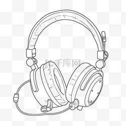 耳机黑图片_耳机可打印轮廓草图的绘图页 向