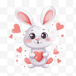 兔子爱上心情人节插画