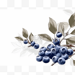 在白色上隔离的蓝色浆果的彩色插