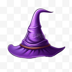 白色背景紫色女巫帽子巫术插画卡