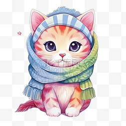 可爱舒适多彩雪冬猫小猫