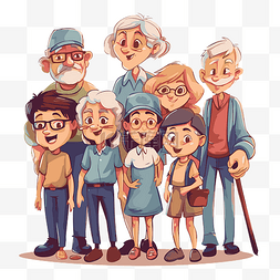 卡通风格的孙子剪贴画老家庭