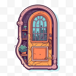 通往旧窗户的门插图艺术为您的下