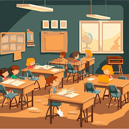 教室椅子图片_课堂剪贴画 课堂矢量与孩子们在